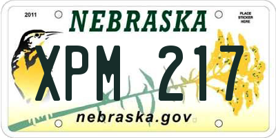 NE license plate XPM217