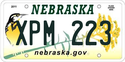 NE license plate XPM223