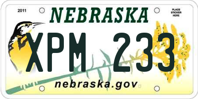 NE license plate XPM233