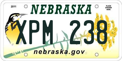 NE license plate XPM238