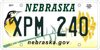 NE license plate XPM240