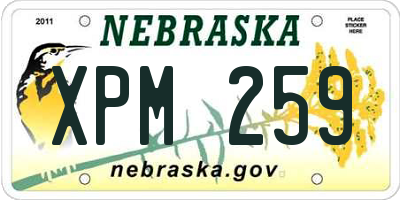 NE license plate XPM259