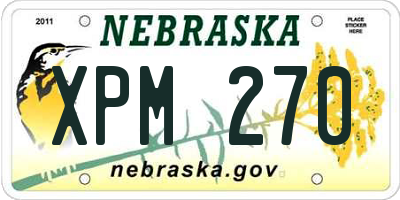 NE license plate XPM270