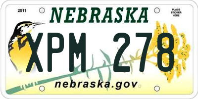 NE license plate XPM278