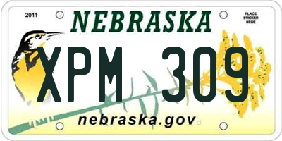 NE license plate XPM309