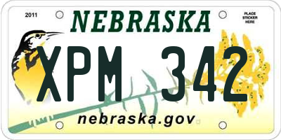NE license plate XPM342