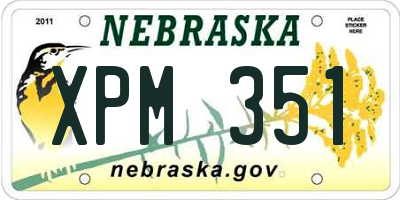 NE license plate XPM351