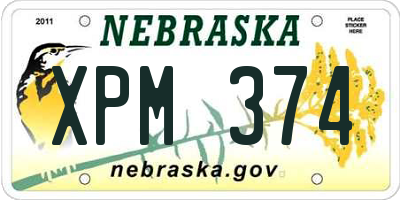 NE license plate XPM374