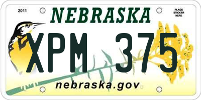 NE license plate XPM375