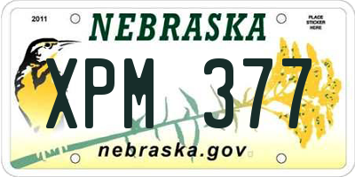 NE license plate XPM377