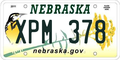 NE license plate XPM378