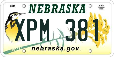 NE license plate XPM381