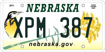 NE license plate XPM387
