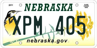 NE license plate XPM405