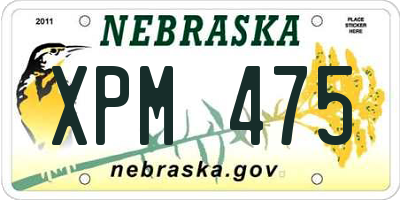 NE license plate XPM475