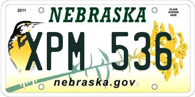 NE license plate XPM536