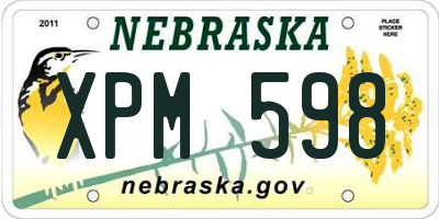 NE license plate XPM598