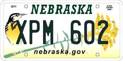 NE license plate XPM602