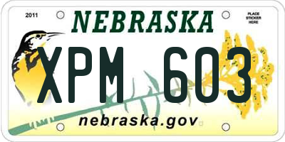 NE license plate XPM603