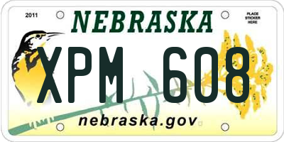 NE license plate XPM608