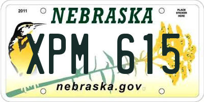 NE license plate XPM615