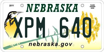 NE license plate XPM640