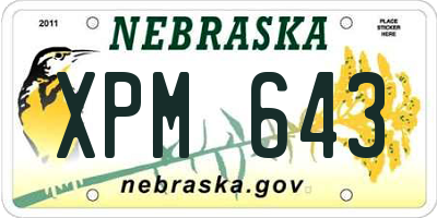 NE license plate XPM643