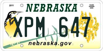 NE license plate XPM647