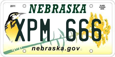 NE license plate XPM666