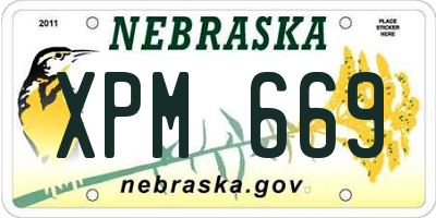 NE license plate XPM669