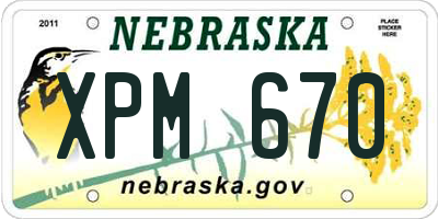 NE license plate XPM670