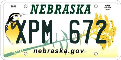 NE license plate XPM672