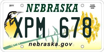 NE license plate XPM678