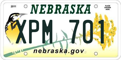 NE license plate XPM701