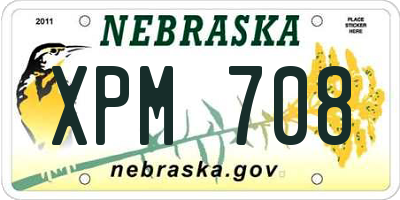 NE license plate XPM708