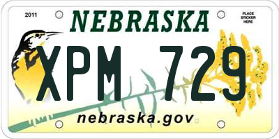 NE license plate XPM729