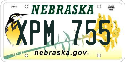 NE license plate XPM755