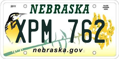 NE license plate XPM762
