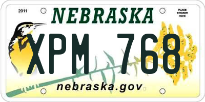 NE license plate XPM768