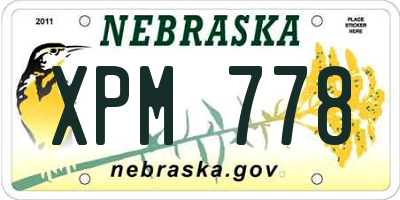NE license plate XPM778