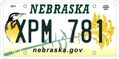 NE license plate XPM781