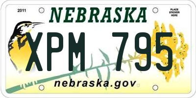 NE license plate XPM795