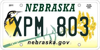 NE license plate XPM803