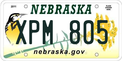 NE license plate XPM805