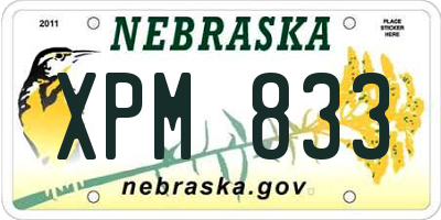 NE license plate XPM833