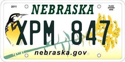 NE license plate XPM847