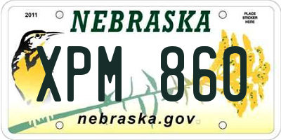 NE license plate XPM860