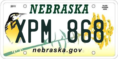 NE license plate XPM868