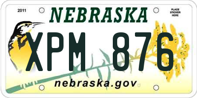 NE license plate XPM876