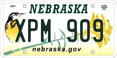 NE license plate XPM909